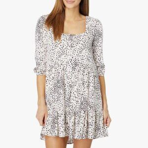 Saltwater LUXE Morena 3/4 Sleeve Dalmation Print Babydoll Dress Women's Size L